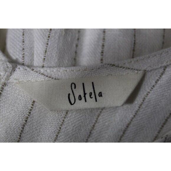 SOTELA Sz 3 L Large Flor Stripe Linen Jumpsuit Crop Wide Leg Belt - Picture 5 of 10